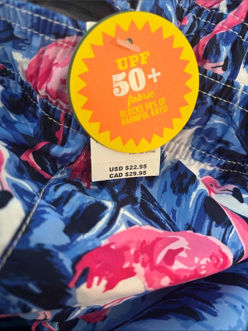 NWT The Children’s Place Blue Swim Trunk with Pink Flamingo Print Size Medium